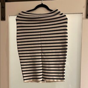 A.L.C. Black and Cream Striped Pencil Skirt